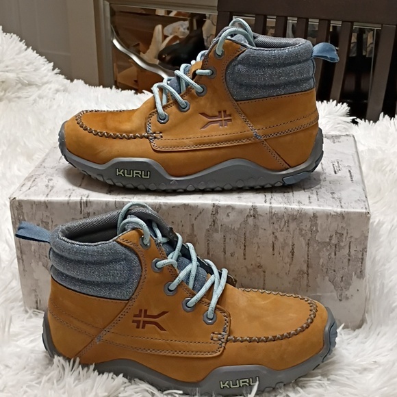 KURU Quest Women's Golden Wheat Blue Haze Hiking Boots Plantar Fascitis Support